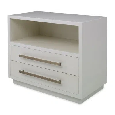 Ambella Piedmont 2 - Drawer Nightstand In Linen/brass In Ivory