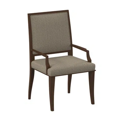 Ambella Princeton Arm Chair In American Walnut,sunny Linen