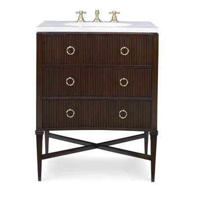 Ambella Reeded 28.5" Single Bathroom Vanity Set In Walnut