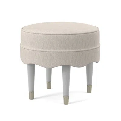 Ambella Ripple 18" Wide Round Standard Ottoman In Libby Linen