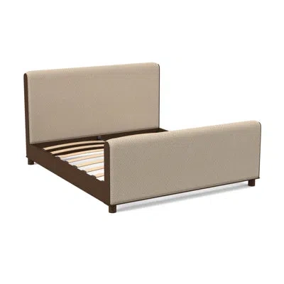 Ambella Rollo King Low Profile Platform Bed In American Walnut,filigree Ivory 100% Polyester