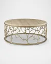Ambella Silver Branch Coffee Table In Silver Metal Leaf