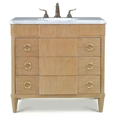 Ambella Tambour 38" Single Bathroom Vanity Set In Cerused Oak