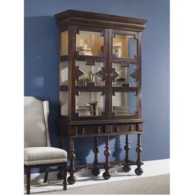 Ambella William And Mary Tall Lighted Curio Cabinet In Brown