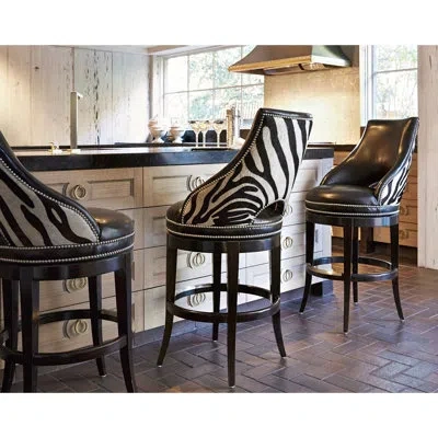 Ambella Zebrano Swivel Bar & Counter Stool In Black,white
