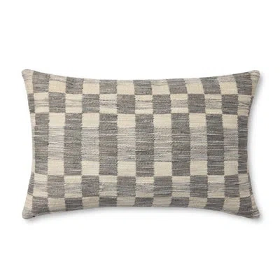 Amber Lewis X Loloi Adams Throw Pillow In Polyester,charcoal,ivory