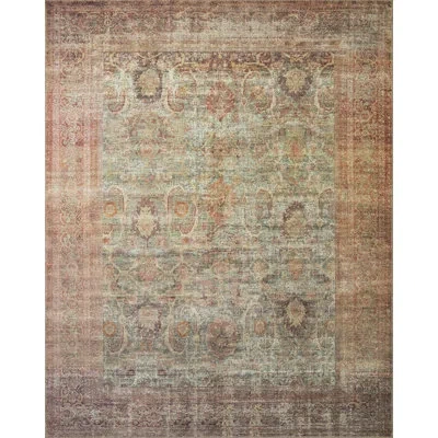 Amber Lewis X Loloi Georgie Jade / Sunset Area Rug In Red;beige;pink;green