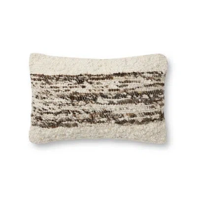 Amber Lewis X Loloi Joan Ivory / Tobacco Pillow In Pillow Cover Only - No Insert