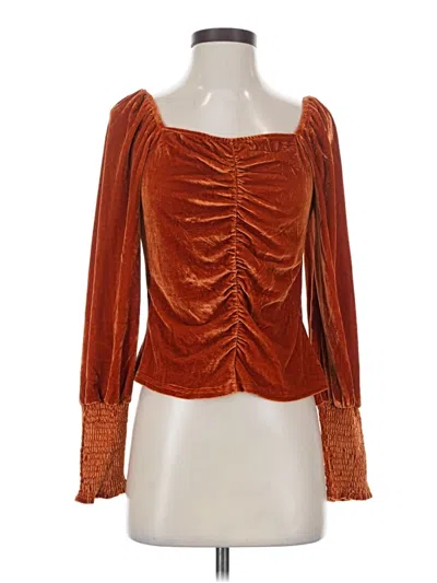 Pre-owned Amber Sakai Long Sleeve Blouse In Orange