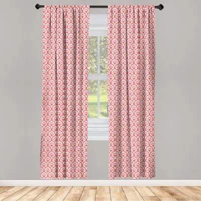 Ambesonne 1970s Floral Semi-sheer Rod Pocket Curtain Panels