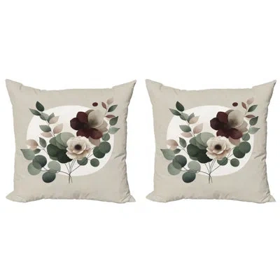 Ambesonne 429400_ Monstera Throw Pillow Cover 2pack Boho Minimalist Floral In Brown;green