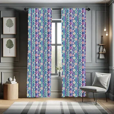 Ambesonne Abstract Curtains, Vibrant Colored Composition With Vertical Stripes And Random Circles Party Fun, W