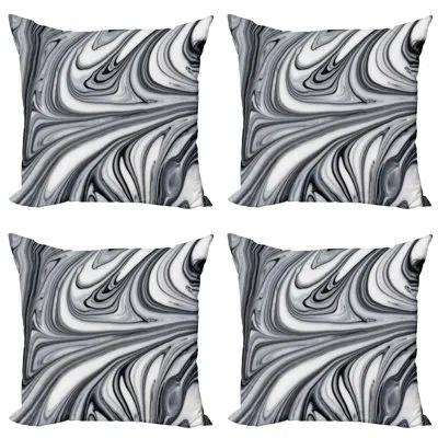 Ambesonne Abstract Decorative Throw Pillow Case Pack Of 4, Mix Of White And Black Hallucinatory And Surreal Li