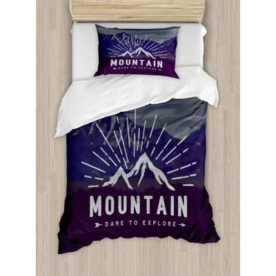 Ambesonne Adventure Duvet Cover Set, Dare To Explore Words, Twin, Indigo In Blue;white