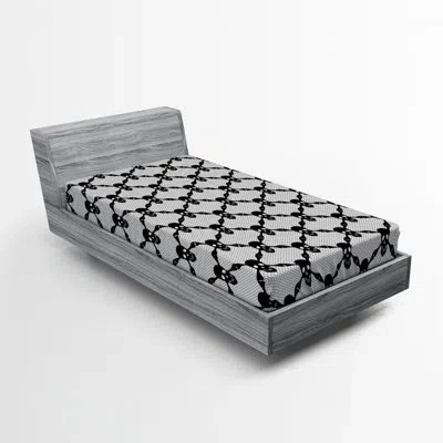 Ambesonne Airplane Striped Microfiber Fitted Sheet In Black,white Geometric