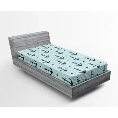 Ambesonne Anchor Chevron Fitted Sheet In Green