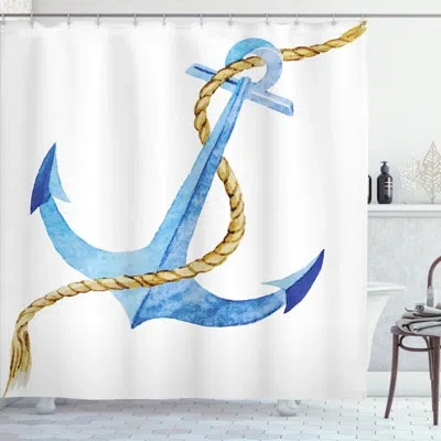 Ambesonne Anchor Shower Curtain Set + Hooks In Pale Blue Pale Coffee
