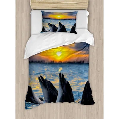 Ambesonne Animal Duvet Cover Set In Blue,yellow