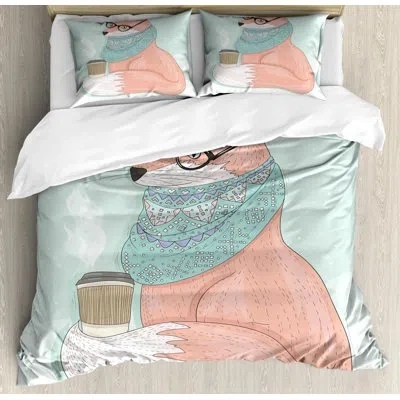 Ambesonne Animal Duvet Cover Set In Teal,brown