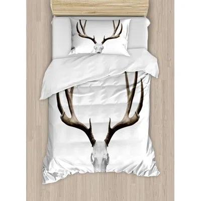 Ambesonne Antlers Duvet Cover Set In White,brown