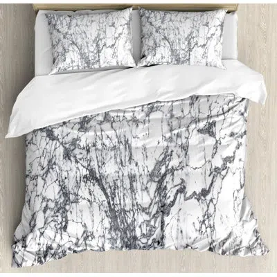Ambesonne Apartment Gray Microfiber Abstract Duvet Cover Set