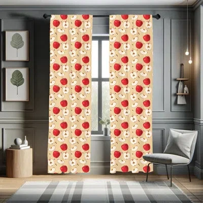 Ambesonne Apple Curtains, Fresh Apple Slices With Seeded Backdrop Pie Ingredients Vegetarian Way Of Life, Wind