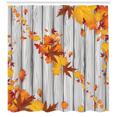 Ambesonne Autumn Shower Curtain Set + Hooks In Bronze