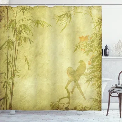 Ambesonne Bamboo Shower Curtain Set + Hooks In Green