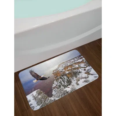 Ambesonne Bath Mat, Non Slip Backing, 30.2" X 20", Pale Grey Tan White