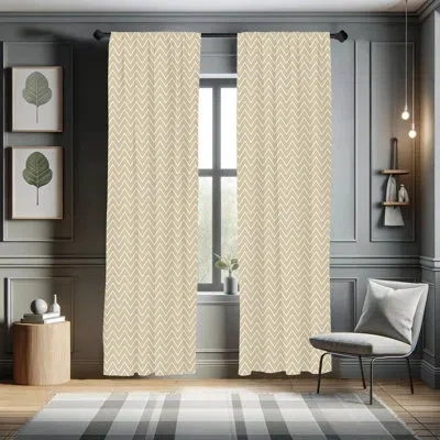 Ambesonne Beige Curtains, 3 Dimensional Arrangement With Chevron Lines Retro Style Composition Ornamental, Win