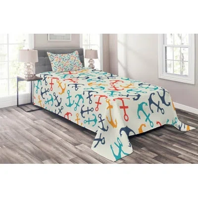 Ambesonne Beige Microfiber Coastal Coverlet Set
