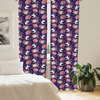 Ambesonne Birds Floral Semi-sheer Rod Pocket Curtain Panels
