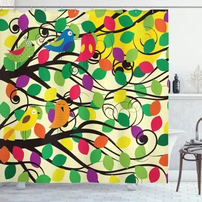Ambesonne Birds Shower Curtain Set + Hooks