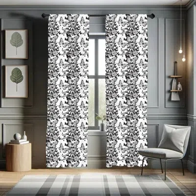 Ambesonne Black And White Curtains, Starry Night Drifter Butterfly Silhouettes Monochrome Sketch Style Fauna, 
