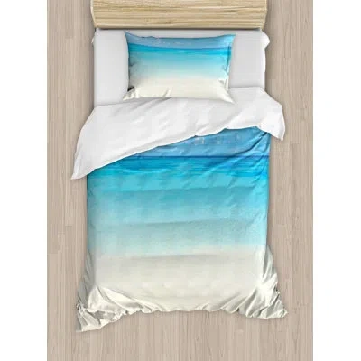 Ambesonne Blue Microfiber Coastal Duvet Cover Set