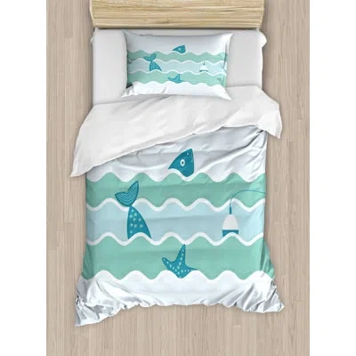 Ambesonne Blue Microfiber Coastal Duvet Cover Set