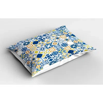 Ambesonne Blue/orange Polyester Microfiber Piece Sham In Blue;orange