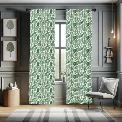 Ambesonne Botanical Semi-sheer Rod Pocket Curtain Panels