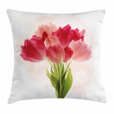 Ambesonne Bouquet Of Tulip Flower Botanical Romantic Print Indoor / Outdoor 40" Throw Pillow Cover