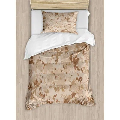 Ambesonne Brown Camouflage 2 Piece Duvet Cover Set