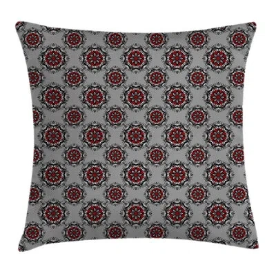 Ambesonne Burgundy Moroccan Flower Rose Square Pillow Cover