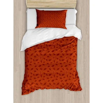 Ambesonne Burnt Orange Duvet Cover Set, Leafage And Petals, Twin, Burnt Orange Burgundy