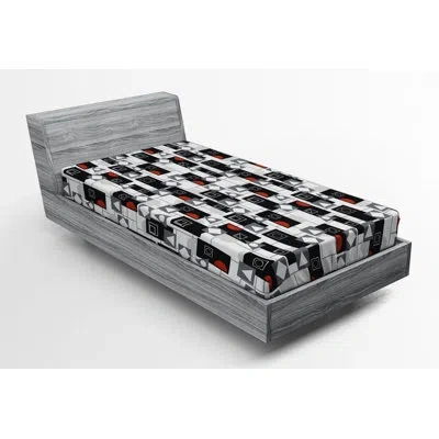 Ambesonne Cactus Geometric Fitted Sheet In Black;gray;red