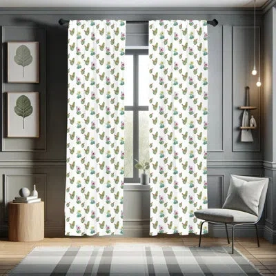 Ambesonne Cactus Semi-sheer Rod Pocket Sliding Panel