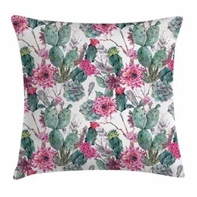 Ambesonne Cactus Spring Blooms Boho Square Pillow Cover