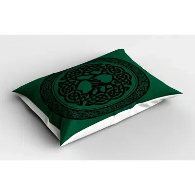 Ambesonne Celtic Sham In Black;green