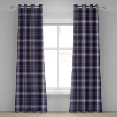 Ambesonne Checkered Grommet Curtain, Abstract Striped Design Scottish Culture Inspired Celtic Fashion, Decorat