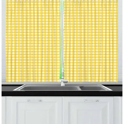 Ambesonne Checkered Kitchen Curtain