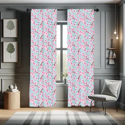 Ambesonne Cherry Blossom Curtains, Inspirational Seasonal Flower Garden Arrangement In Pastel Color, Window Tr
