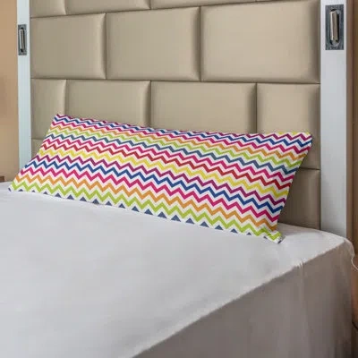 Ambesonne Chevron Body Pillow Case Cover With Zipper, Chevron Pattern Colorful Rainbow Inspired Fun Enjoyment 